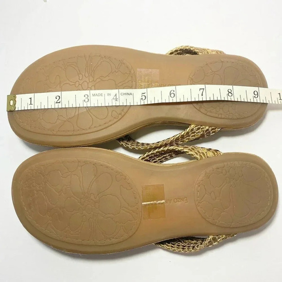 Enzo Angiolini Metallic Gold Leather Braided Suede Sandals size 6 - Picture 6 of 6